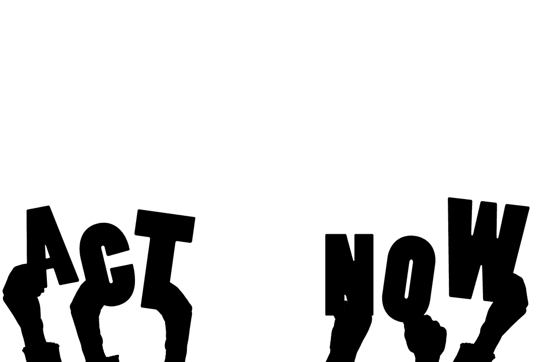 Hands Holding Act Now Text Illustration on Transparent Background