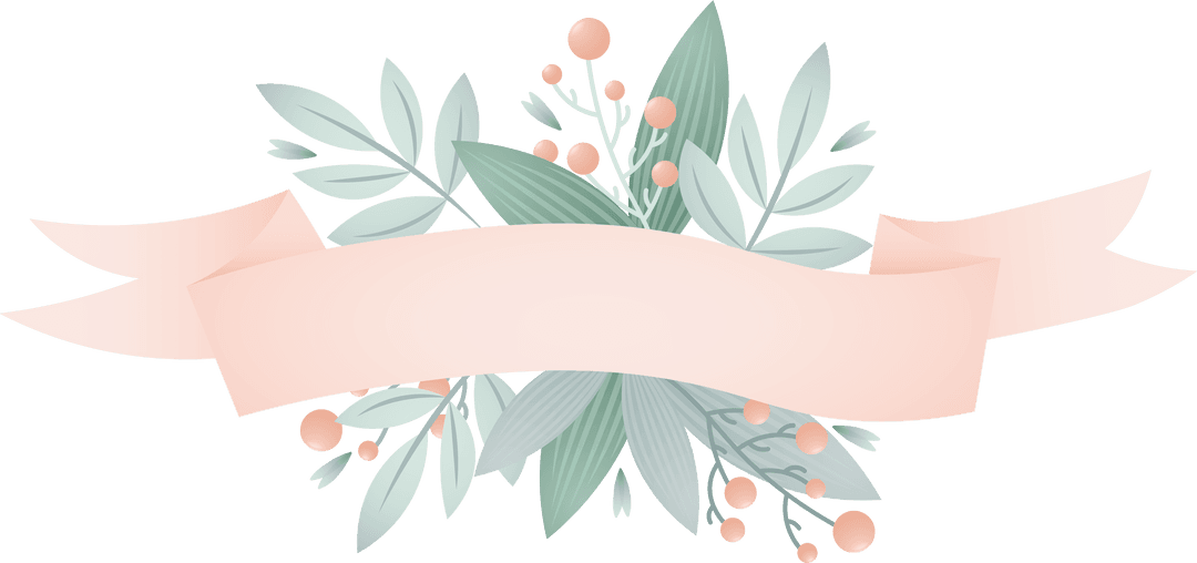 Floral Arrangement with Pink Ribbon on Transparent Background