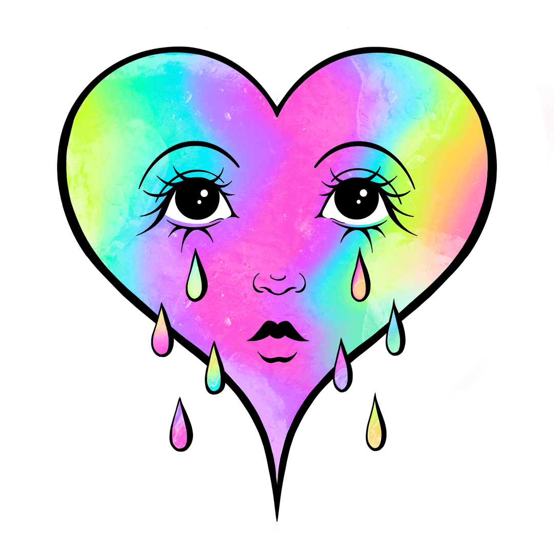 Transparent Multicolored Heart with Watercolor Gradient Feelings