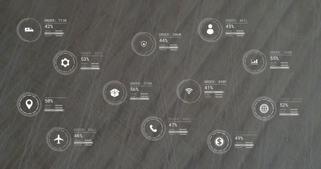 Digital Interface with Global Icon Network on Textured Background