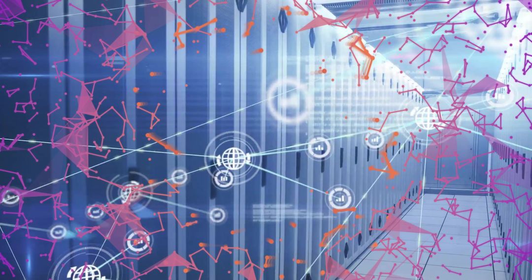 Digital Data Connections Over Computer Servers, Cybersecurity Concept