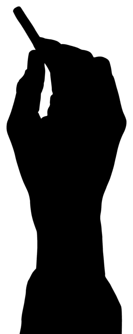 Silhouette of Hand with Pen on Transparent Background