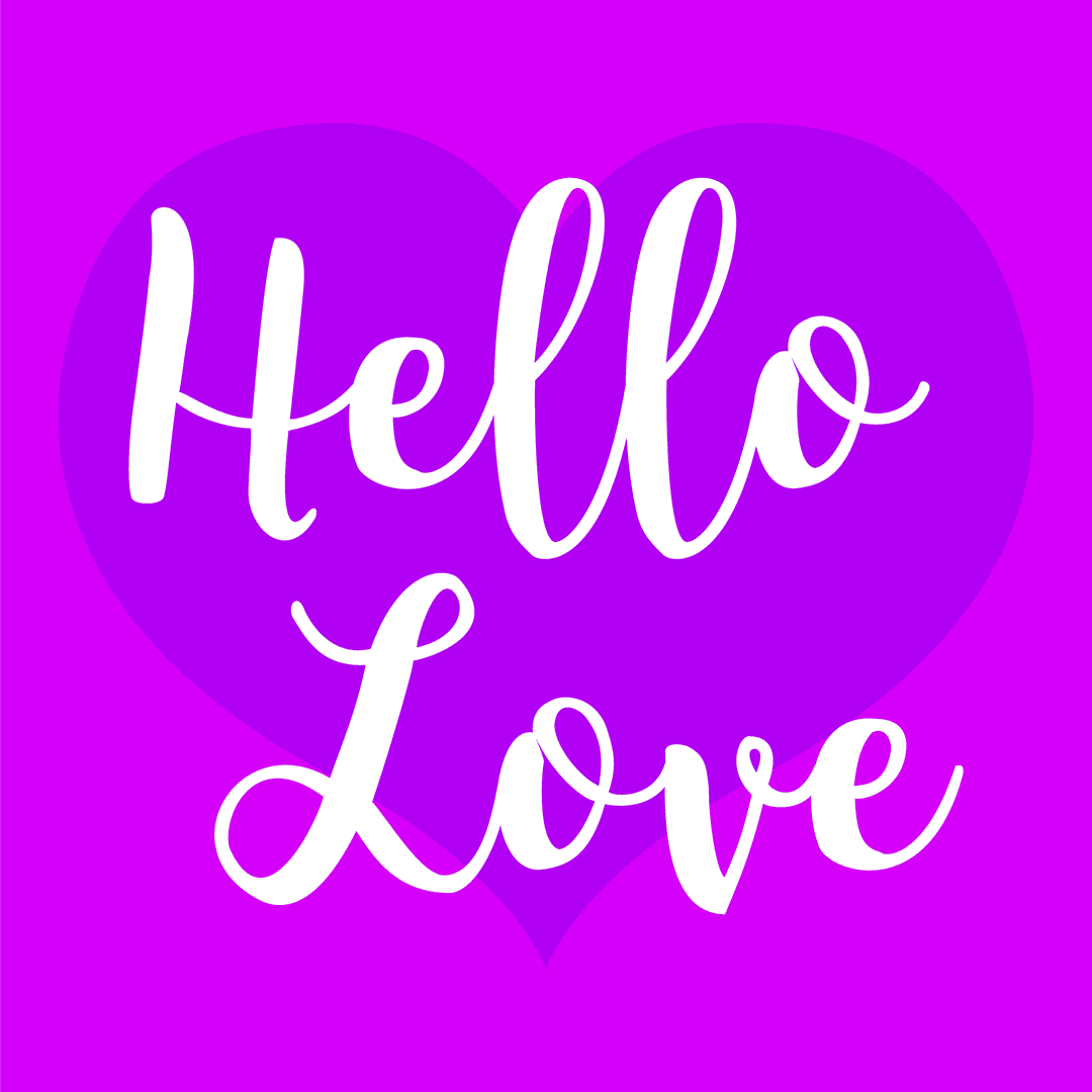 Elegant Hello Love Text on Transparent Background, Romantic Greeting