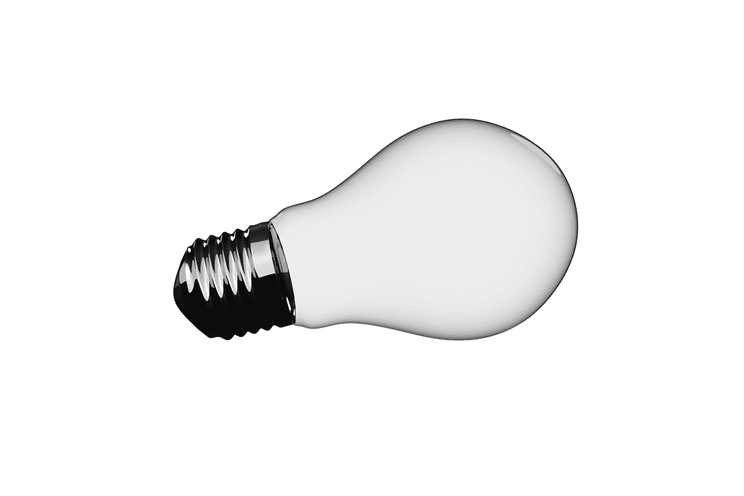 Transparent Black Light Bulb Symbolizing Innovation on Dark Design