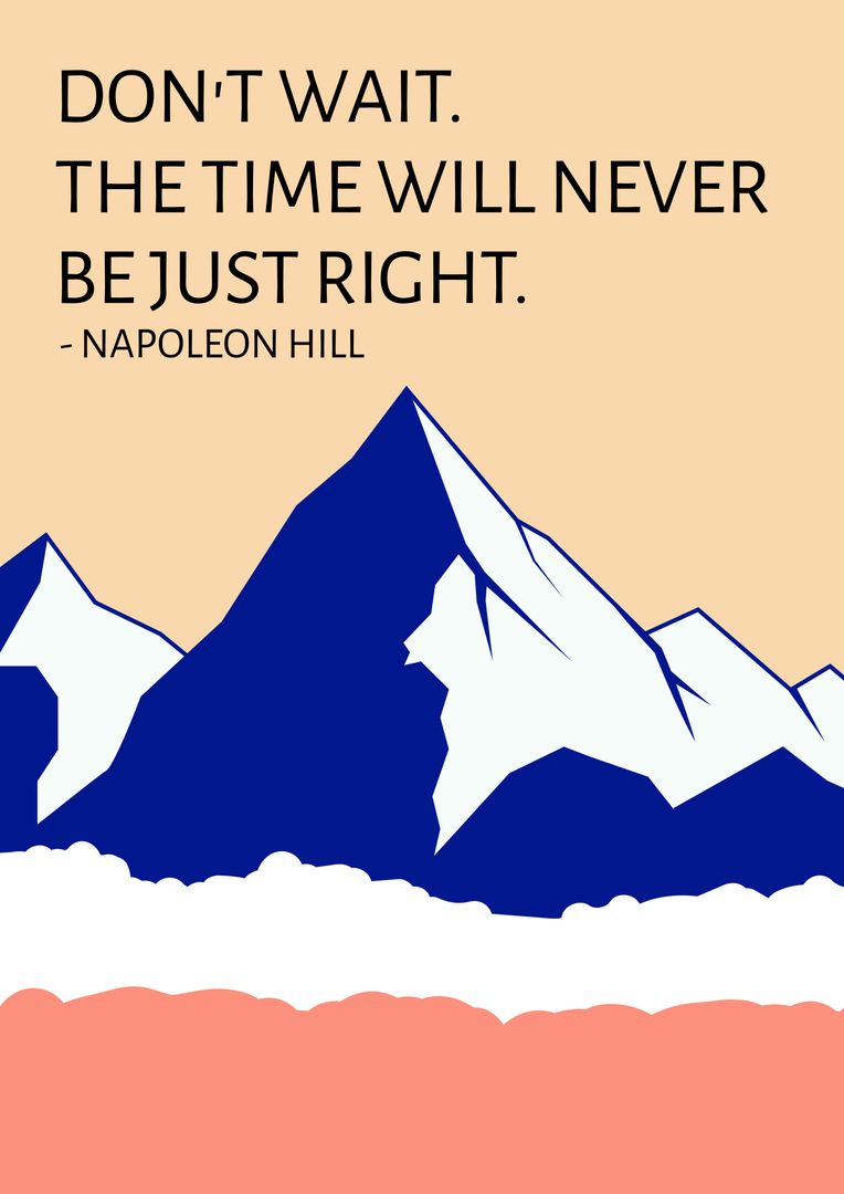 Inspirational Mountain Poster with Motivational Napoleon Hill Quote