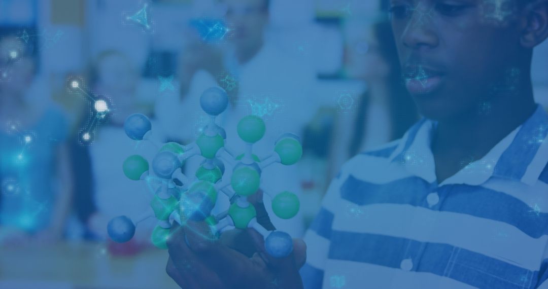 Student Exploring Molecular Model in Science Classroom