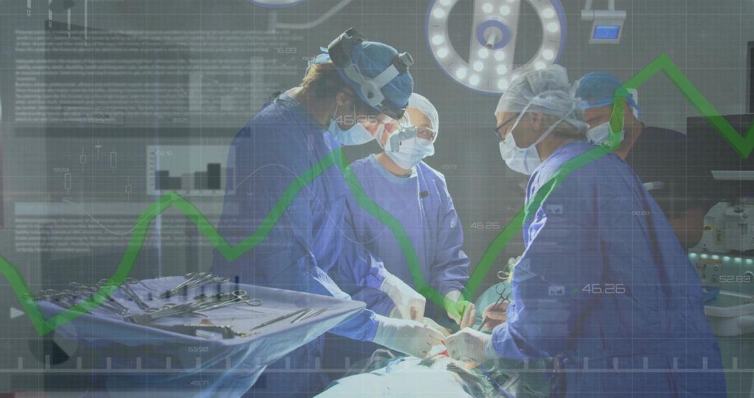 Team of Surgeons Performing Complex Procedure in Modern Operating Room