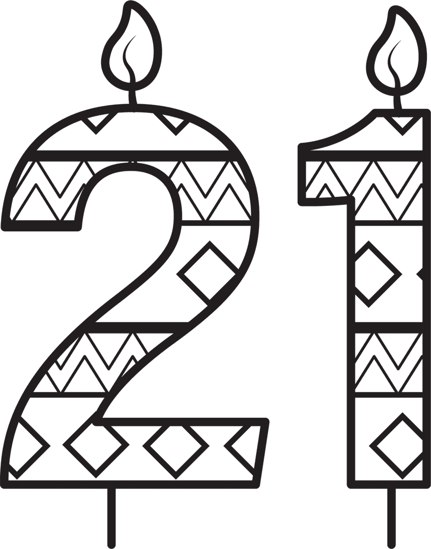 Transparent Patterned Number 21 Birthday Candle