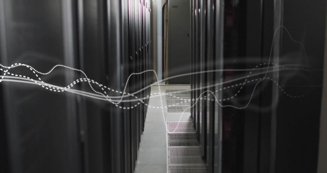 digital data flowing through server aisle with networking overlay - Free Images, Stock Photos and Pictures on Pikwizard.com