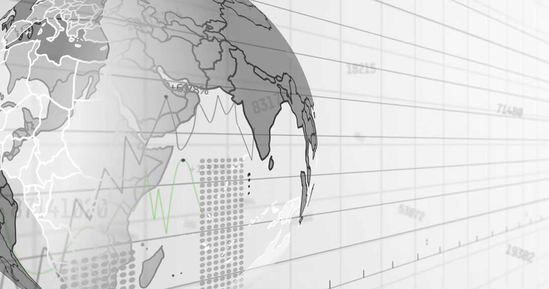 Rotating Globe with Statistical Data and Grid Network - Free Images, Stock Photos and Pictures on Pikwizard.com