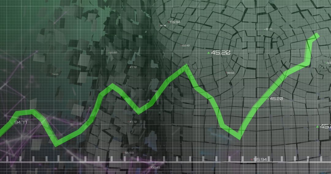 Rising Chart Line Over Digital Grid Representing Financial Growth
