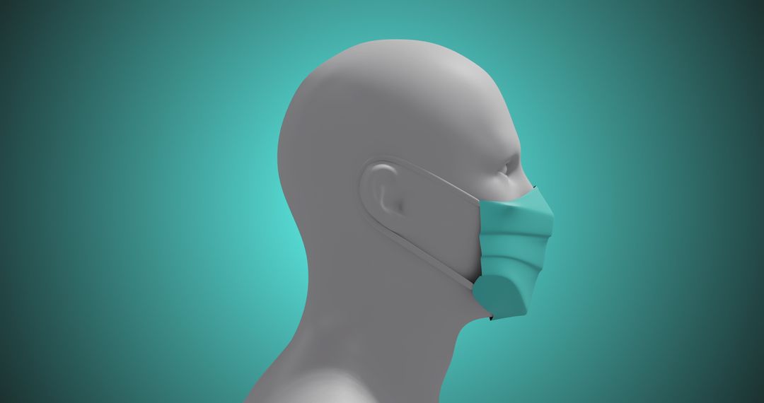 3D Human Model Wearing Protective Face Mask on Blue Background - Free Images, Stock Photos and Pictures on Pikwizard.com