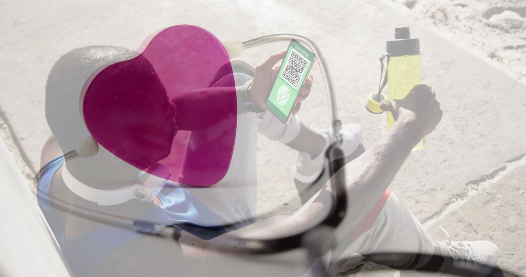 Man Viewing Digital Vaccination Passport Outdoor Smartphone Display