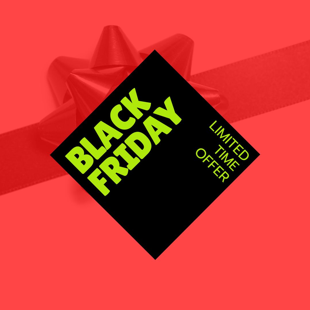 Black Friday Sale Sign with Red Ribbon Background
