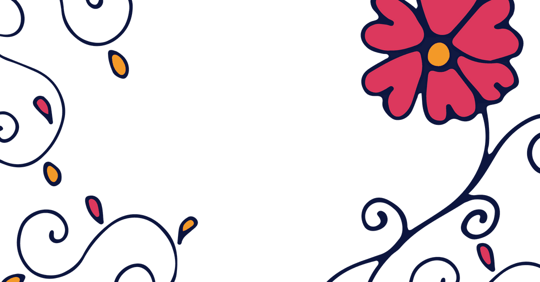 Colorful Floral Corners on Transparent Background with Copy Space