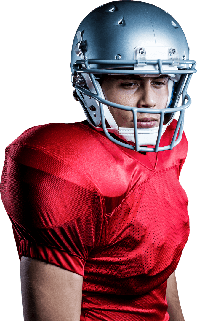 Transparent Background American Football Player Wearing Red Uniform
