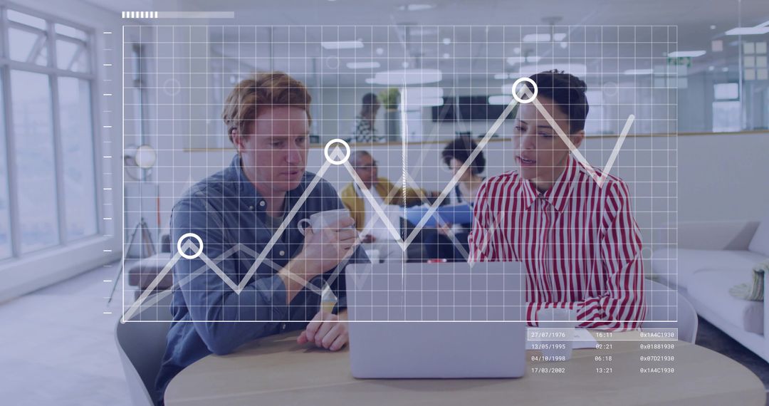 Business Analysis with Digital Graph Overlay in Modern Workspace
