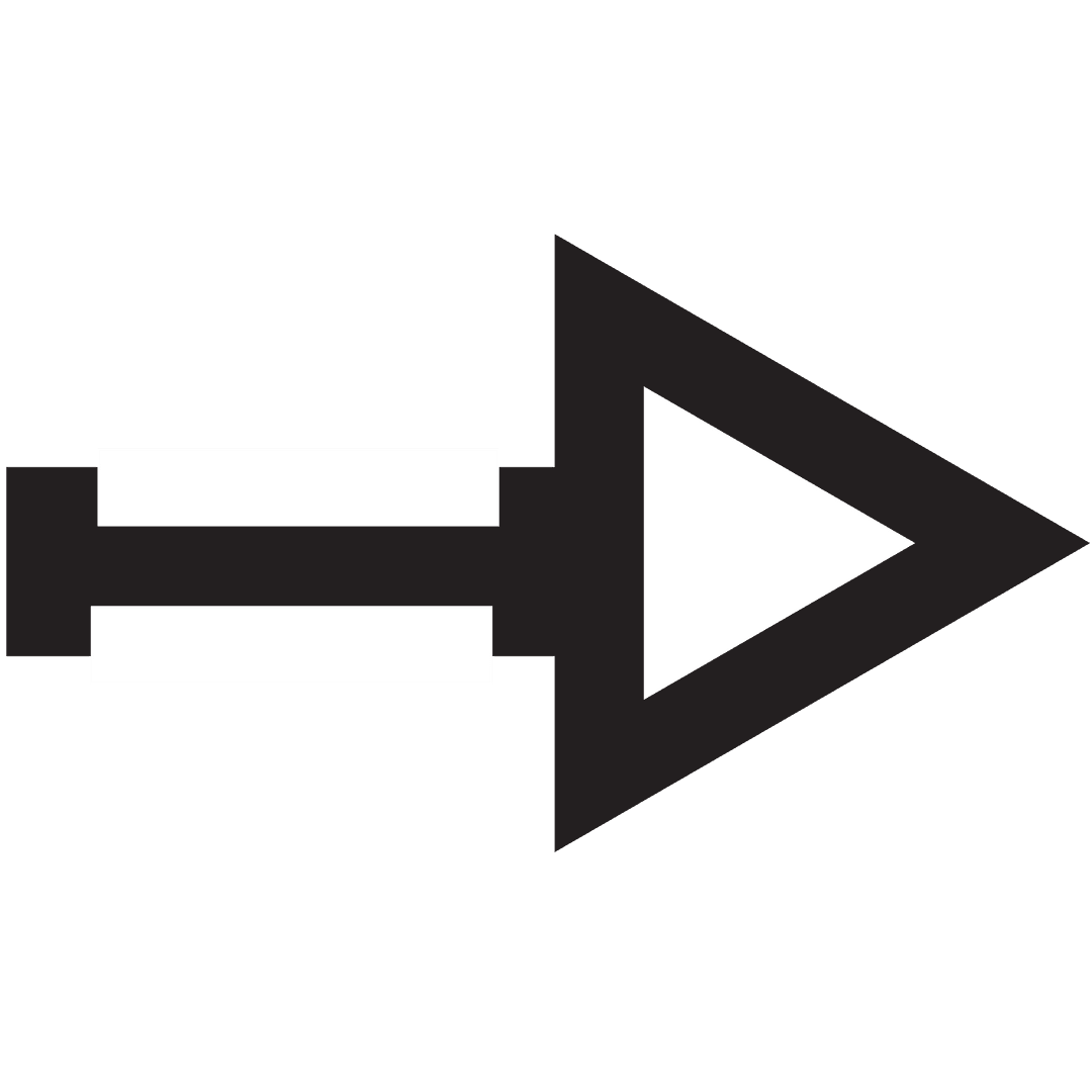 Minimalist Black Outlined Arrow on Transparent Background