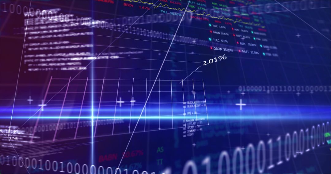 Digital Stock Market Data Streams with Binary Code and Graphs - Free Images, Stock Photos and Pictures on Pikwizard.com
