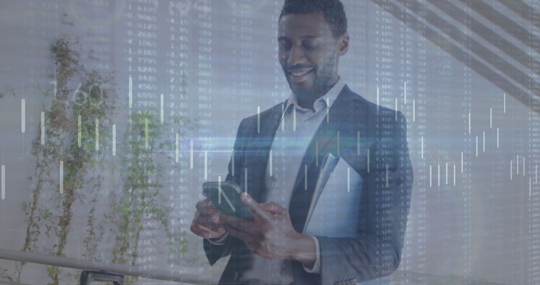 Business Professional Analyzing Data with Smartphone