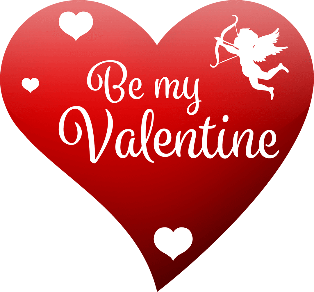 Be My Valentine Heart With Cupid on Transparent Background