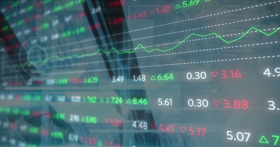 Stock Market Data Graphics on Modern Building Background