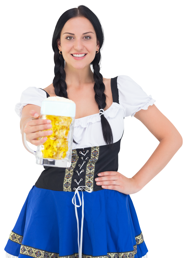 Transparent Oktoberfest Girl Holding Beer Tankard Smiling - Download Free Stock Images Pikwizard.com