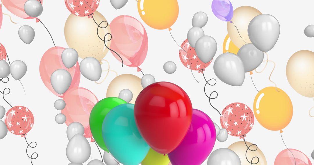 Digital Multicolored Balloons Against White Background