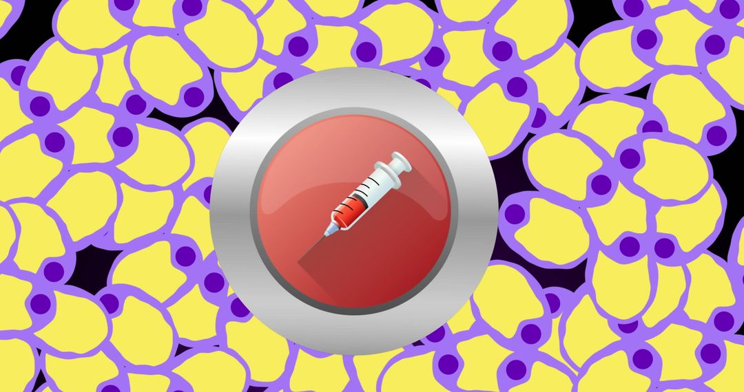 Syringe Icon Over Cells, Biological Research Concept