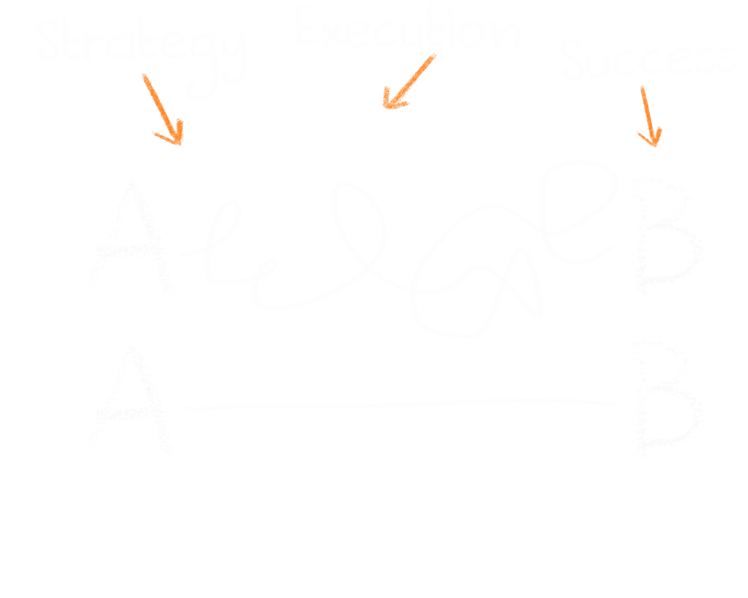 Transparent Illustration of Strategy, Execution, and Success Stages