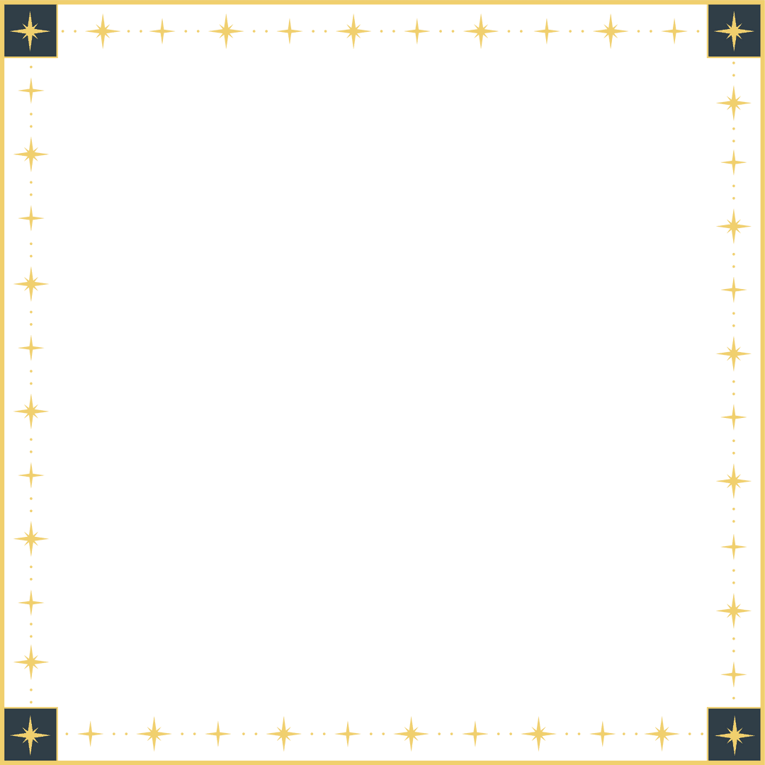 Flat Golden Star Border with Dotted Segments on Transparent Background