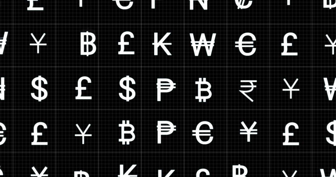 Animated Currency Symbols on Digital Grid