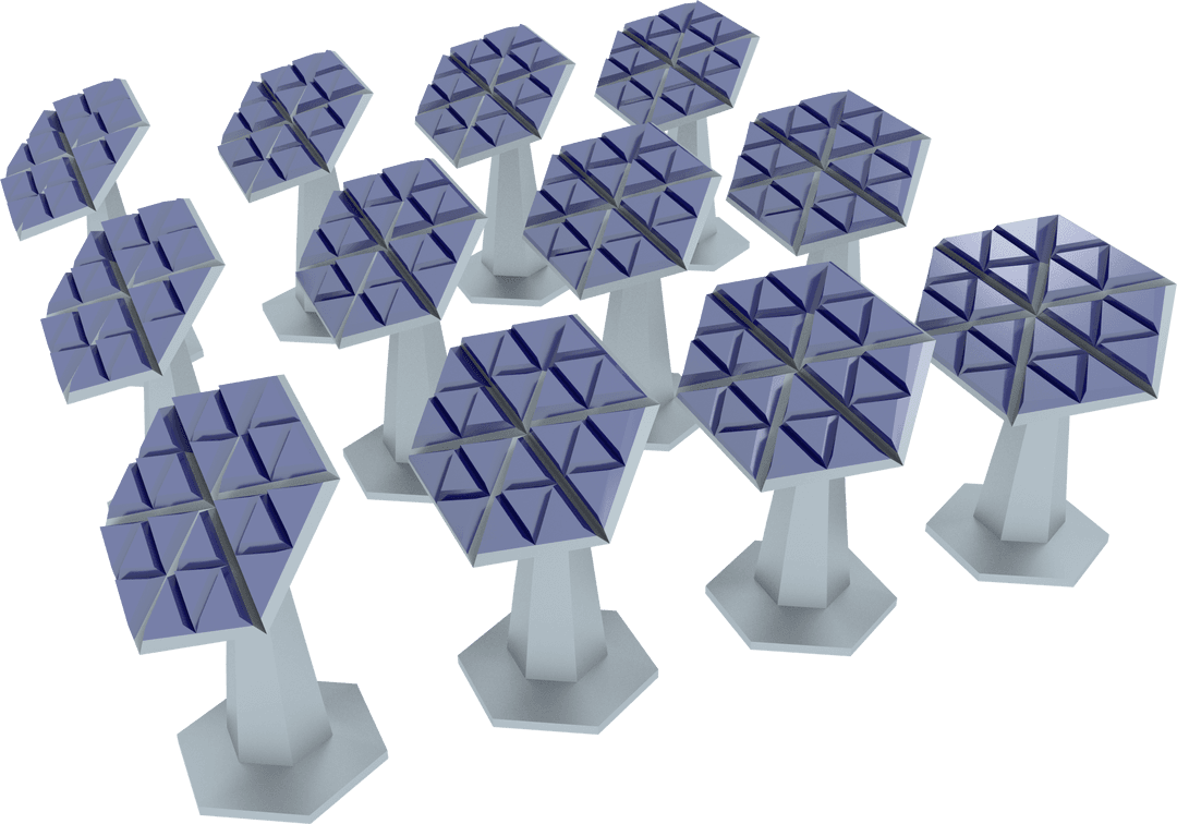 Transparent Hexagon Pattern Solar Energy Equipment on White Stand