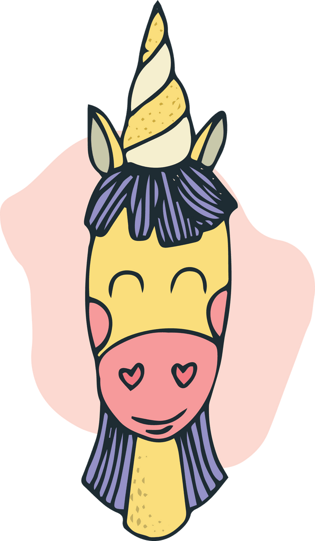 Happy Unicorn Illustration with Transparent Background