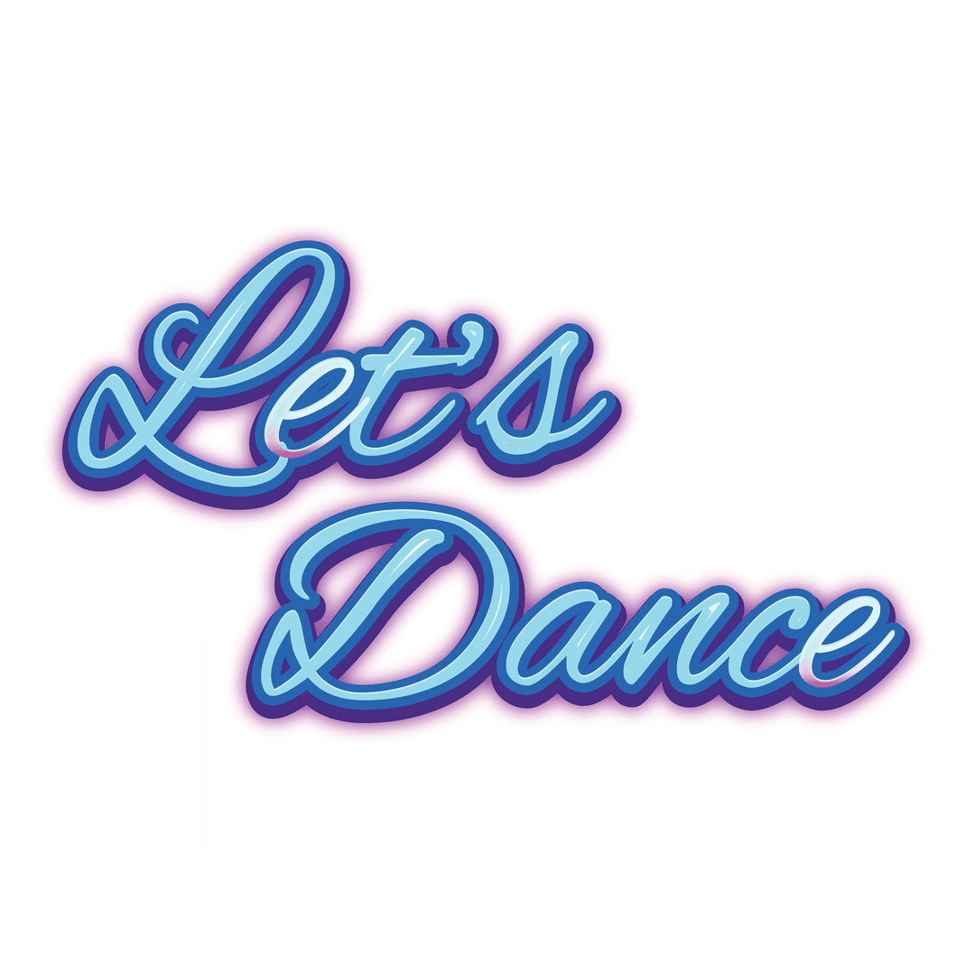 Shiny Blue Let's Dance Text on Transparent Background