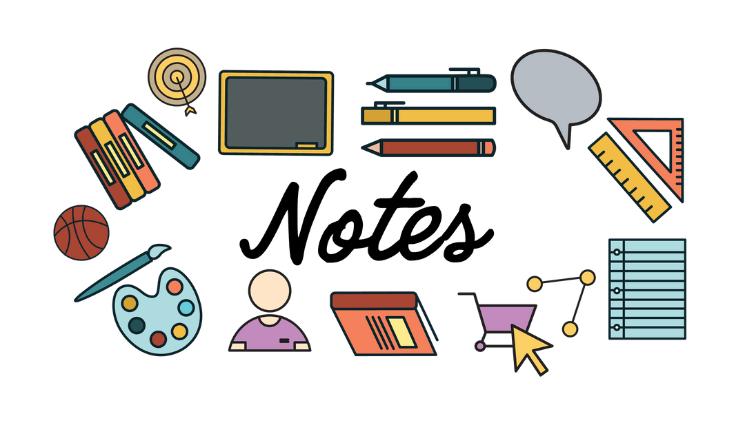 Educational Symbols and Supplies on Transparent Background