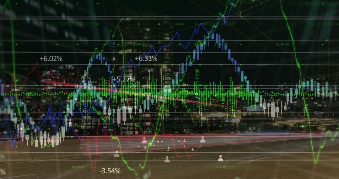 Digital Data Analytics Overlay on Cityscape