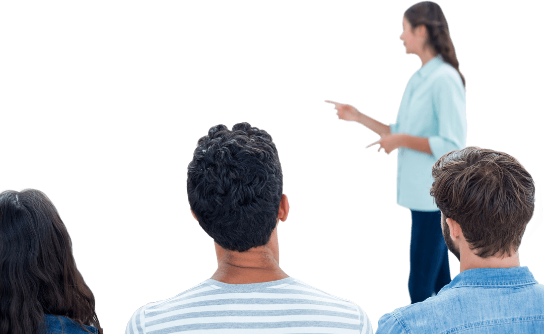 Casual Businessman Giving Transparent Presentation to Colleagues