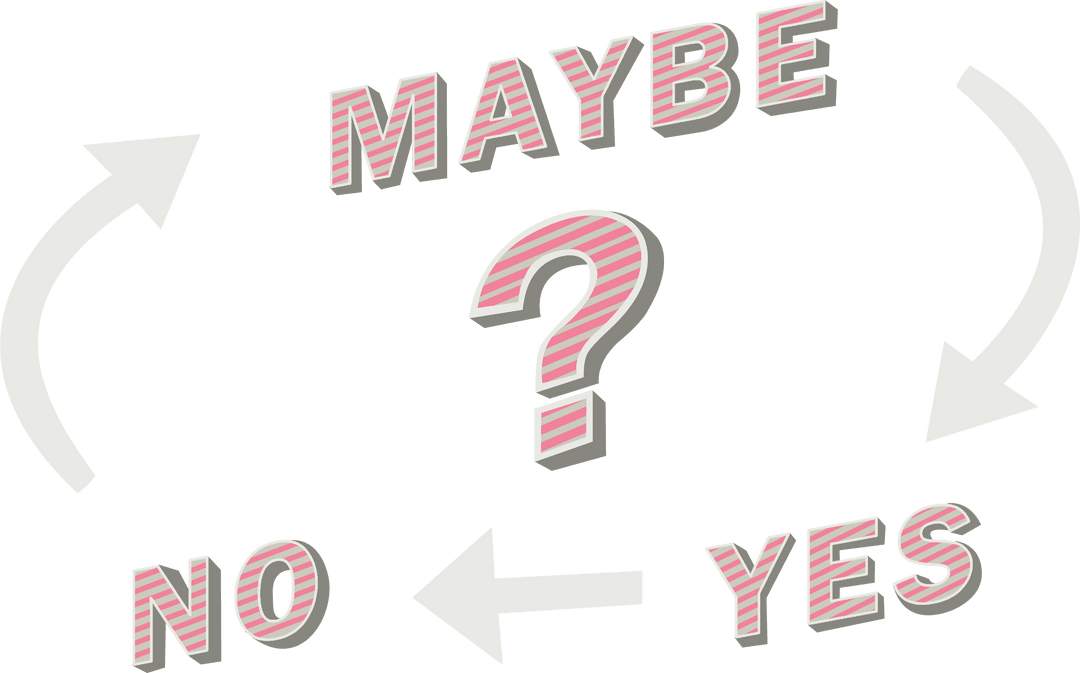 Transparent Decision Cycle Arrows with Yes No Maybe Text