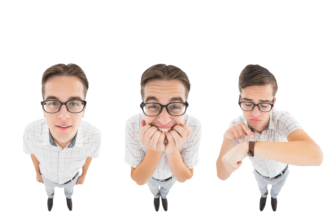 Nerd Expressions: Anticipation and Waiting on Transparent Background - Download Free Stock Images Pikwizard.com