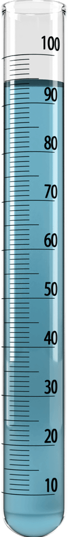 Transparent Measuring Cylinder With Blue Solution Close-up