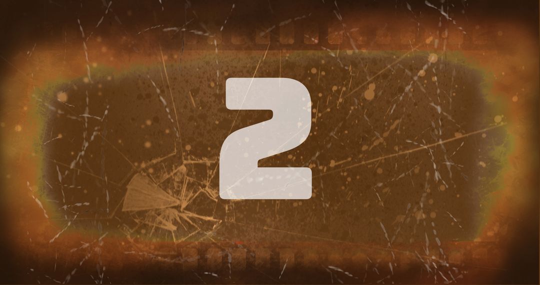 Retro Style Number 2 on Distressed Filmstrip Background