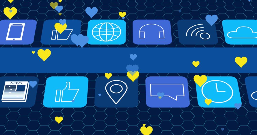 Social Media Communication Interface with Heart Icons Overlay