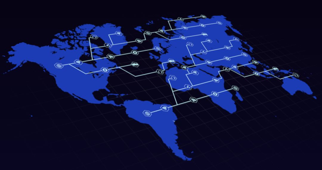 Global Communication Network Growing Across World Map