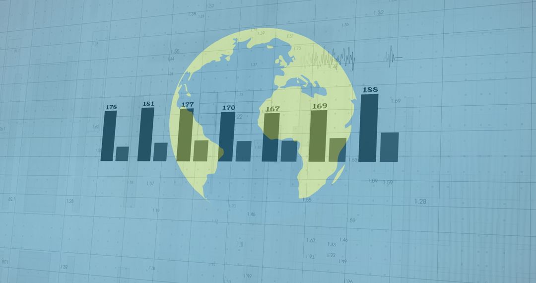 Global Finance Concept with Bar Chart Overlay and Map