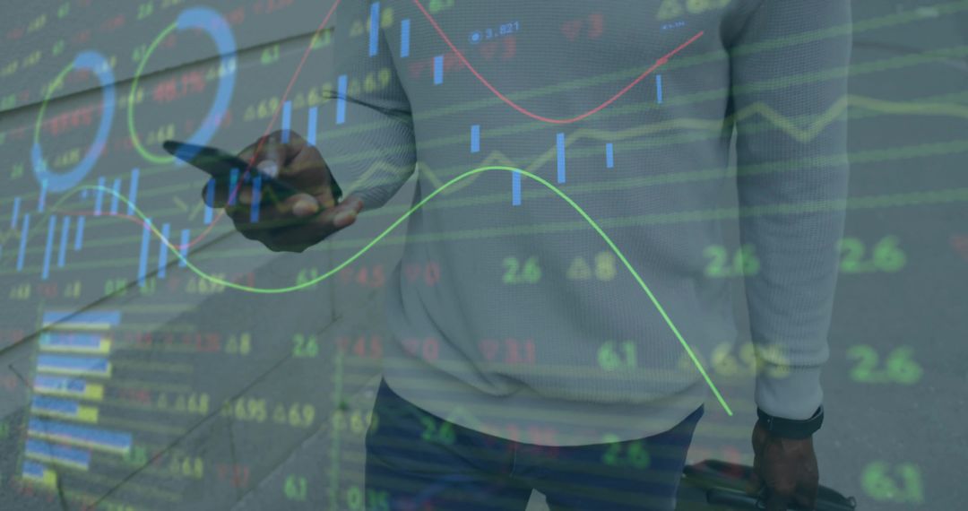 Business Professional Reviewing Financial Data on Smartphone in Urban Environment