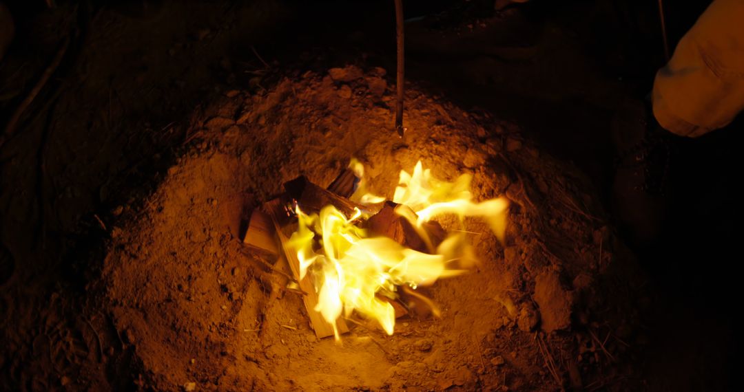 Close-Up of Campfire Burning in Dark Outdoors - Free Images, Stock Photos and Pictures on Pikwizard.com