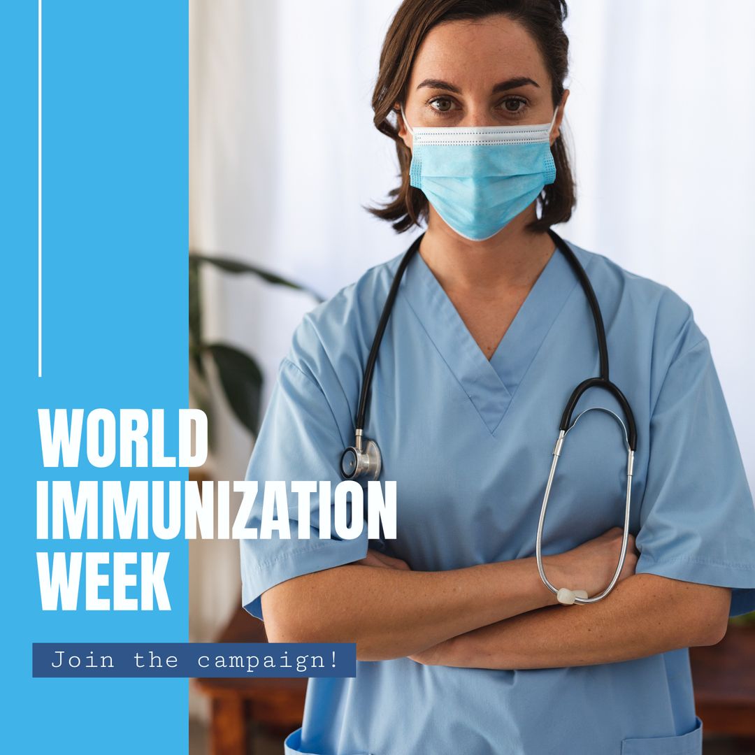Nurse Promoting World Immunization Week Campaign
