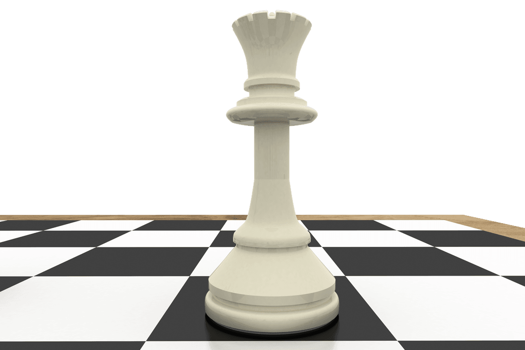 Transparent White Queen on Classic Chess Board