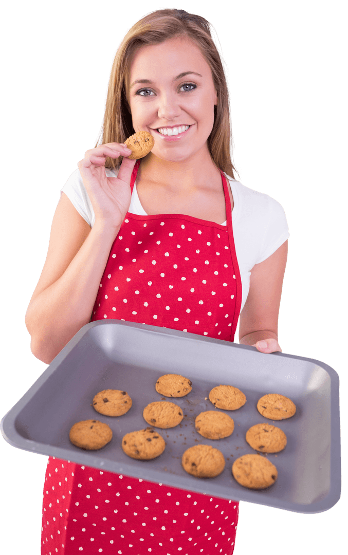 Smiling Woman with Baking Tray Dixie Home Baked Cookies